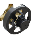 PosiTemp Rough-In Pressure Balancing 4-Port Tub And Shower Valve With Stops In Brass Construction, angled top view