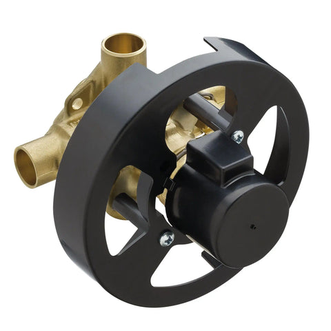 PosiTemp Rough-In Pressure Balancing 4-Port Tub And Shower Valve With Stops In Brass Construction, angled top view