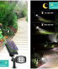 Solar Outdoor Lights 2 Pack With 6 LED Waterproof Spotlight No Fuss Auto On Off 200 Lumen highlighting garden pathway