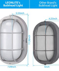 Outdoor 12 Inch LED Bulkhead Light 10W Oval Nautical Marine Wall Fixture With 700 Lumens Aluminum Wet Location 5000K Daylight ETL