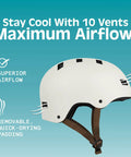 Dakota Adult Bike And Skate Helmet For Daily Commutes And All Action Sports, with 10 vents, matte eggshell finish, large fit.
