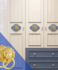 Lion Head Cabinet Pull Handle Set 12 Pack With Ring Pulls For Drawers Cabinets Wardrobes And Dressers In Gold Finish on wardrobe