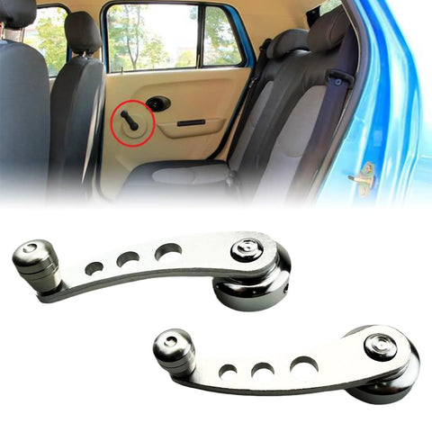 Aluminum Billet Car Window Crank Handle Set 2 Pieces Window Winder Replacement For Classic Cars Includes Hex Wrench And Screws Silver Finish