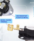 Close-up view of Dryer Cycling Thermostat And Thermal Cutoff Kit Pack Of 2 For Whirlpool Kenmore Maytag Dryers DIY Friendly Easy Install