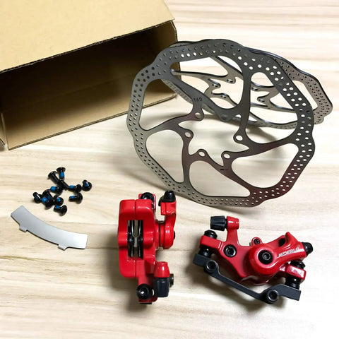 Beefed-Up Mechanical Disc Brake Kit With 2 X 160mm Rotors, Front And Rear Calipers, Tool-Free Pad Adjuster, Rotor Screws Included