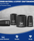Shop Grade One Half Inch Metric Impact Socket Set With Shallow Six Points And Hardened Steel Build For Easy Rig Repairs And Weekend Project Grinds Inside Sturdy Tote Case featuring CR-V steel sockets in various sizes.
