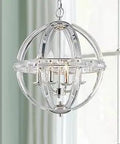 Chrome Modern Crystal Pendant Chandelier That Goes With Any Decor For Dining Room Living Room And Bath Ceiling Light Fixture With Crystal Tubes, 4 E12 Bulbs Required, 15.7 Inch Diameter By 17.9 Inch Height, Luxe Showpiece hanging in living room.