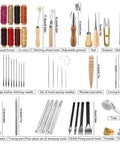 All In One Leather Working Kit For DIY Fans With Storage Bag Pro Grade Stitching Tools Groover Prong Punch Waxed Thread In 10 Colors
