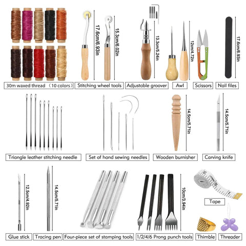 All In One Leather Working Kit For DIY Fans With Storage Bag Pro Grade Stitching Tools Groover Prong Punch Waxed Thread In 10 Colors