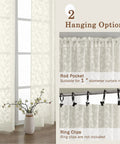 Ivory Sheer Curtains Two Panel Set For Bedroom Or Living Room, leaf pattern, rod pocket and ring clip options, light filtering