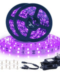 40ft Flexible UV Black Light Strip With LED Kit, 12V blacklight, 720 lamp beads, self-adhesive backboard, components displayed