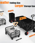 41 Inch Long Collapsible Wagon Cart With 460 Pound Capacity Beast Heavy Duty Folding Beach Wagon On All Terrain Wheels Utility Cart For Camping Garden Shopping And Sports Black