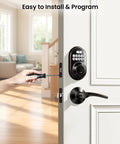 Keyless Entry Door Lock With 2 Lever Handles Electronic Keypad Deadbolt Auto Lock Backlit Keypad No Fuss Install Anti Peep Codes