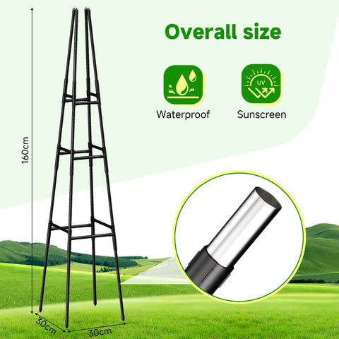 Obelisk Trellis For Climbing Plants Outdoor Garden Support 63 Inch Adjustable No Fuss Assembly Steel Plastic Coated Plant Stake