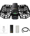 Lit 8K Action Flying Camera Drone With Foldable Design displayed with accessories and user manual