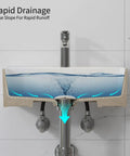 Small Bathroom Wash Basin Sink White 40x30x12cm｜Slim Ed & Sto Led Design showing rapid drainage system and water flow.