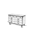 Straight Up Full Size Blueprint Plan To Build A Slick Retro Double Dresser With Step By Step Joinery And Hardware Checklist For Your Basement Woodworking Project Materials Not Included - illustration of double dresser design