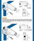 Diagram of 25 Pack Soft Close Cabinet Dampers and Hardware Kit showing dimensions and adjustable speed features.