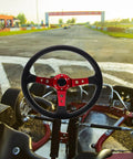 Universal 14 Inch 350mm PU Steering Wheel For Racing Sim Rig Golf Cart And Truck Simulator Dope Concave Red Drifting Wheel