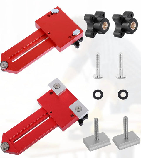 Thin Rip Jig For Table Saw With Push Block Featherboards And Push Sticks Pro Grade Safety Kit components in red and black