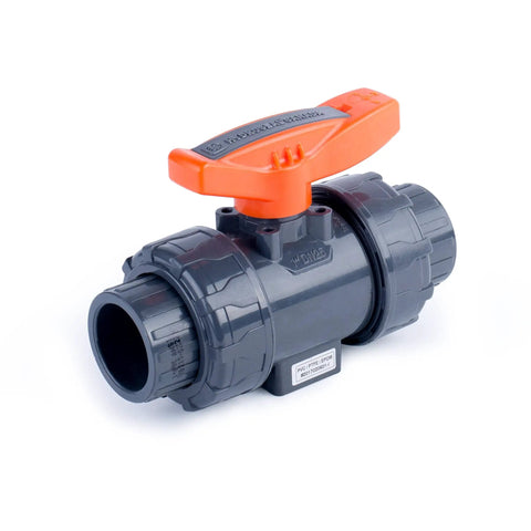 1 Inch PVC True Union Ball Valve With Full Port And Glue On Socket, 200 PSI At 73F, EPDM O Rings And PTFE Seats