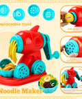 59 Piece 3 In 1 Dough Set For Kids Ages 3 To 8, Art Crafts Dough Tools Kit With Noodle Maker showing noodles and molds