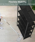 Super Durable Triple Tier Metal Wire Shelf That Is Hella Versatile For Kitchen Pantries Garages And Bedrooms Easy Foldable Design Makes Clutter Disappear Fast with flexible mobility for easy cleaning.