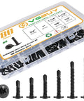 Heavy Duty Self Tapping Screws Assortment Kit For Metal Size 8, 180 Pieces, 410 Stainless Steel Self Drilling Screws in box