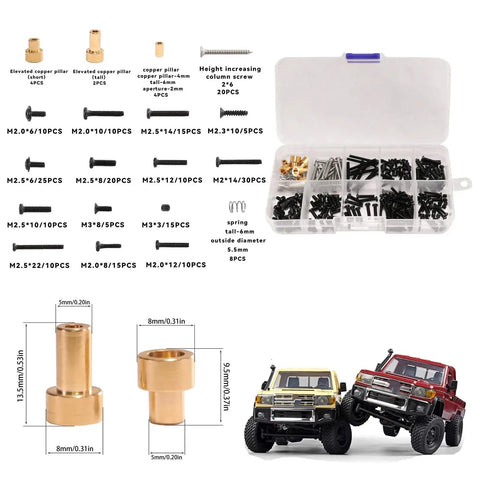 Metal Screw Set For One Twelfth RC Cars And Shells, Pro Grade, Heavy Duty Fasteners, Heat Conductive Alloy, Replaces Plastic Screws, Secure Car Body Shell, Raise The Column Fastener Kit, RC Accessories And Repair Tools for 1/12 RC car body