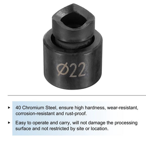 Close-up of 22mm hole cutter from 2-Piece Conduit Punch And Die Set, Chrome steel, for Boss-Grade Heavy-Duty Electrical Wiring Cutter Kit.