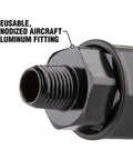 Pro Air Hose With Reusable Fitting And Ball Swivel 3/8 Inch, 360 Degree Swivel, 30 Degree Tilt, On Site Field Repairable, Ultra Durable And Flexible For Quick Custom Lengths. Reusable anodized aluminum fitting close-up