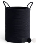 Tall Black Woven Rope Laundry Basket, Modern Hamper For Clothes, Blankets, Toys, Towels And More, 15 X 20 Inch (58L) Bin