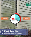 Before and after cleaning siding with Worlds Best Gutter Cleaner For All Types Of Rain Gutters Siding And Metal Trim Quickly Removes Black Streaks Dirt Filth And Oxidation Ready To Use No Mixing Required 32 Oz.