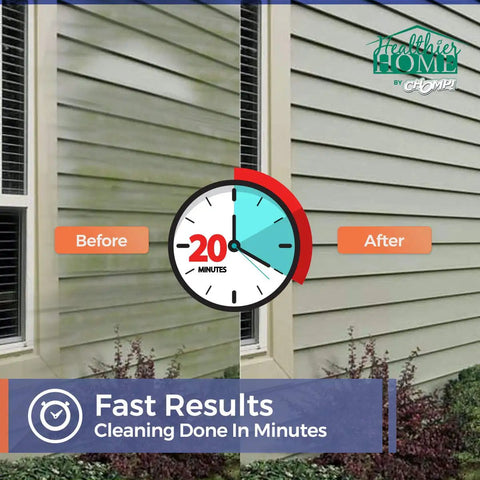 Before and after cleaning siding with Worlds Best Gutter Cleaner For All Types Of Rain Gutters Siding And Metal Trim Quickly Removes Black Streaks Dirt Filth And Oxidation Ready To Use No Mixing Required 32 Oz.
