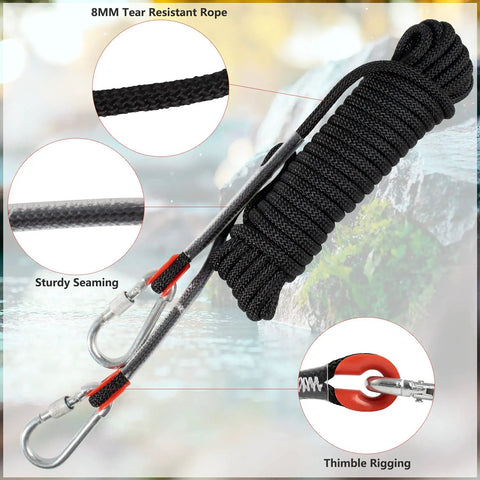 Beast Mode Heavy Duty 1500Lb Magnetic Fishing Kit With 8mm Tear Resistant Rope, sturdy seaming, and thimble rigging