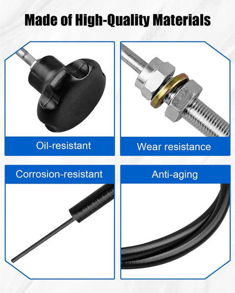 15 Ft PTO Control Cable With 2 Inch Black Knob For Dump Trucks And Heavy Equipment Replacement 55199 - material features