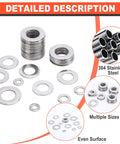 600 Piece Flat Washers Set For Screws And Bolts 304 Stainless Steel Assortment Kit With 7 Sizes M3 M12 in detailed description