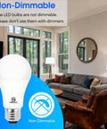 100W Equivalent A19 LED Light Bulb Daylight 5000K Bright White Non Dimmable E26 Base in a cozy living room setting