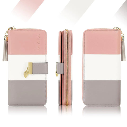 RFID Blocking Large Capacity Womens Bifold Wallet With ID Window Zipper Coin Pocket Dope Ice Cream Design Vegan PU Leather