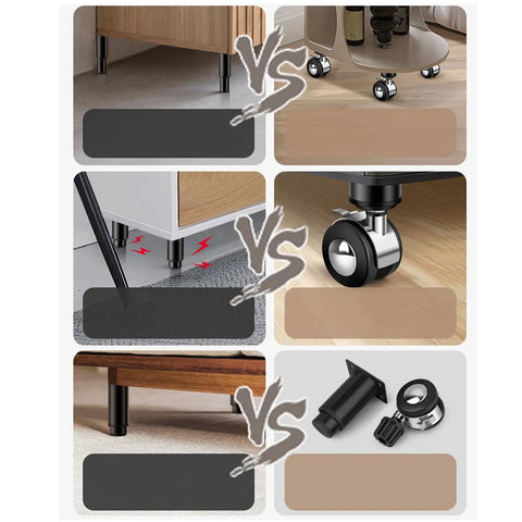 Universal 4 Piece Furniture Leg Set With Swivel Plate And Silent Rolling Wheels Adjustable Height comparison image