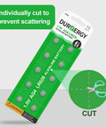SR626SW Watch Battery 10 Pack AG4 Alkaline Button Cell 377 376 LR626 1.5V sealed pack showing individual cells cut for easy access.