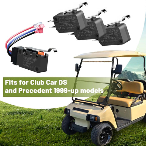Golf Cart Micro Switch Kit For 1999 Up Club Car DS Precedent Gas Or Electric, 3 Wire Forward Reverse Limit Switch Set shown with golf cart.