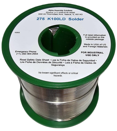 Lead Free No Clean Solder Wire 0.031 Inch Diameter K100LD Alloy For Electronics And PCBs Flux 3.3 Percent spool