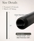 Half Inch By Twenty Four Inch Black Malleable Iron Pipe Nipples Fittings Ten Pack Threaded Both Ends With Rust Preventive Coating Ideal For Diy Steampunk Industrial Vintage Style Makers And Home Projects size details
