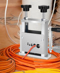 Precision Wire Stripper Machine With Drill Attachment And Manual Crank Options For Electrical Work Durable Alloy Steel Construction, featuring adjustable clamps.