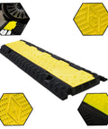 Two Pack 3 Channel Cable Ramp Protector For Wires And Hoses, heavy duty PVC rubber, yellow and black design, 39.4 inch long