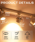 8W Cozy Warm White Dimmable LED Track Light Head With Adjustable Tilt, 40 Degree Beam For Accent Retail in white setting
