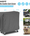 Outdoor Cooler Cart Cover For 65 To 80 Quart Rolling Ice Chest And Beverage Carts On Wheels Weatherproof 34x19x31 Grey