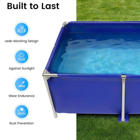 Foldable Canvas Fish Pond With Rustproof Stainless Steel Frame For Koi Prawns Fish And Lobster No Fuss Setup Portable Outdoor Aquarium showing water