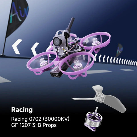 Air65 II Brushless Whoop Micro Drone for Indoor FPV Racing with 0702 30000KV Motors on a racing track